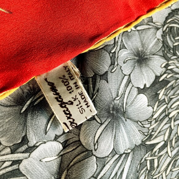 Vintage Salvatore Ferragamo Silk Scarf – Jungle Cubs & Tropical Foliage - Picture 15 of 15